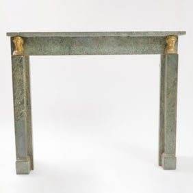 Empire Ormolu Mounted Verde Antico Marble Fireplace Mantel