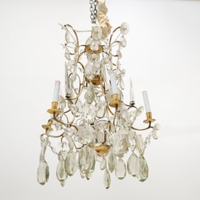 Louis XV Style Cut-Glass Mounted Six-Light Chandelier