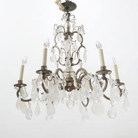 Louis XV Style Silvered Iron and Rock Crystal Chandelier