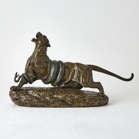 French Patinated Bronze Sculpture of a Lion and a Boa