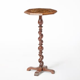 William and Mary Walnut and Floral Marquetry Candlestand