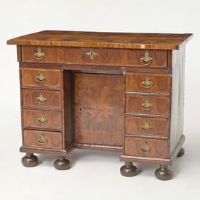 George I Oyster Veneer Kneehole Desk