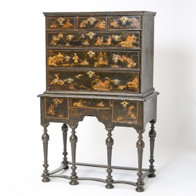 William and Mary Japanned Chest on Stand
