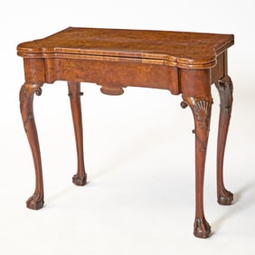 George II Walnut and Burr Walnut Concertina Action Card Table