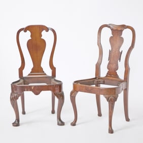 A George II Mahogany Side Chair Frame Together with a later example in the manner of Giles Grendey