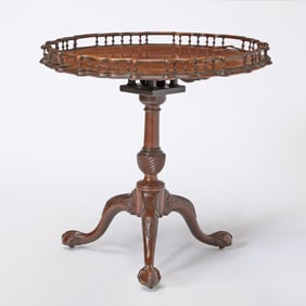 George II Mahogany Brass-Inlaid Tripod Table