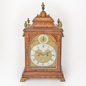 George III Brass Mounted Walnut Bracket Clock