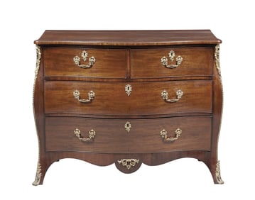 George III Gilt-Metal Mounted Mahogany Serpentine Commode