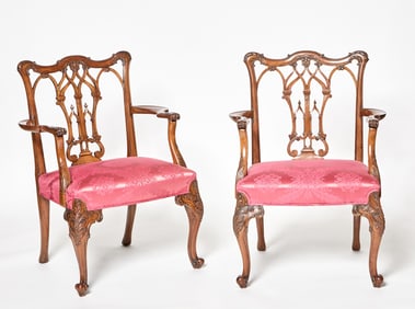 Pair of Fine George II Mahogany Armchairs