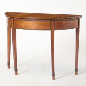 George III Satinwood and Kingwood Banded Demilune Fold-Over Table
