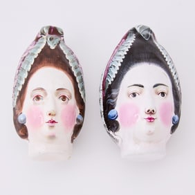 Two Staffordshire Enamel Bonbonnières