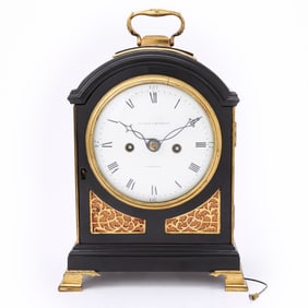George III Brass Mounted Ebonized Wood Bracket Clock Allam and Caithness, London