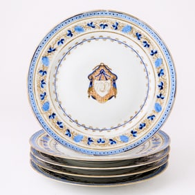 Set of Five Chinese Export Porcelain Plates