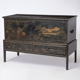George III Gilt and Black Japanned Chest on Stand