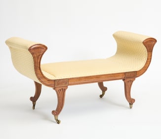 Regency Brass Inlaid Mahogany Window Seat
