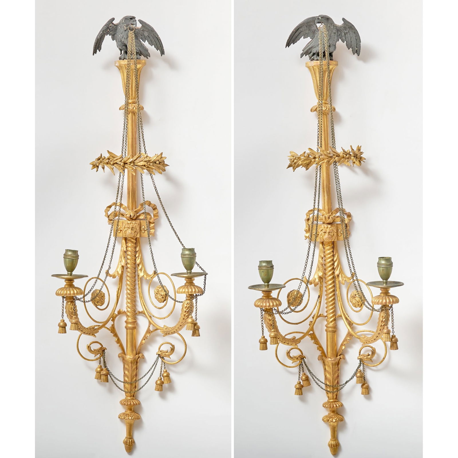 Pair of Regency Style Giltwood Two-Light Wall Lights (1 of 8)