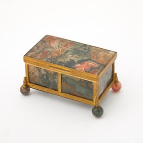 Continental Gilt-Metal Mounted Moss Agate Covered Box