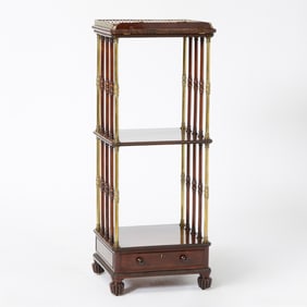 Regency Brass-Mounted Three-Tier Rosewood Reading Étagère