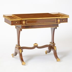 Regency Ormolu-Mounted, Brass Inlaid, Parcel-Gilt and Rosewood Games Table