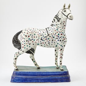 Leeds Pearlware Model of a Spotted Stallion