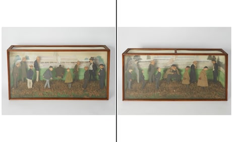 Two Glazed Dioramas of Gentleman at a Track