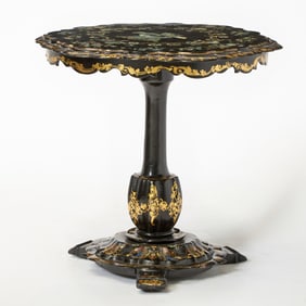 Victorian Mother-of-Pearl-Inlaid Papier-Mâché Tea Table