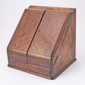 Victorian Burl Walnut Stationary Box