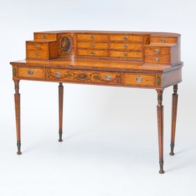 George III Style Painted Satinwood Carlton House Desk
