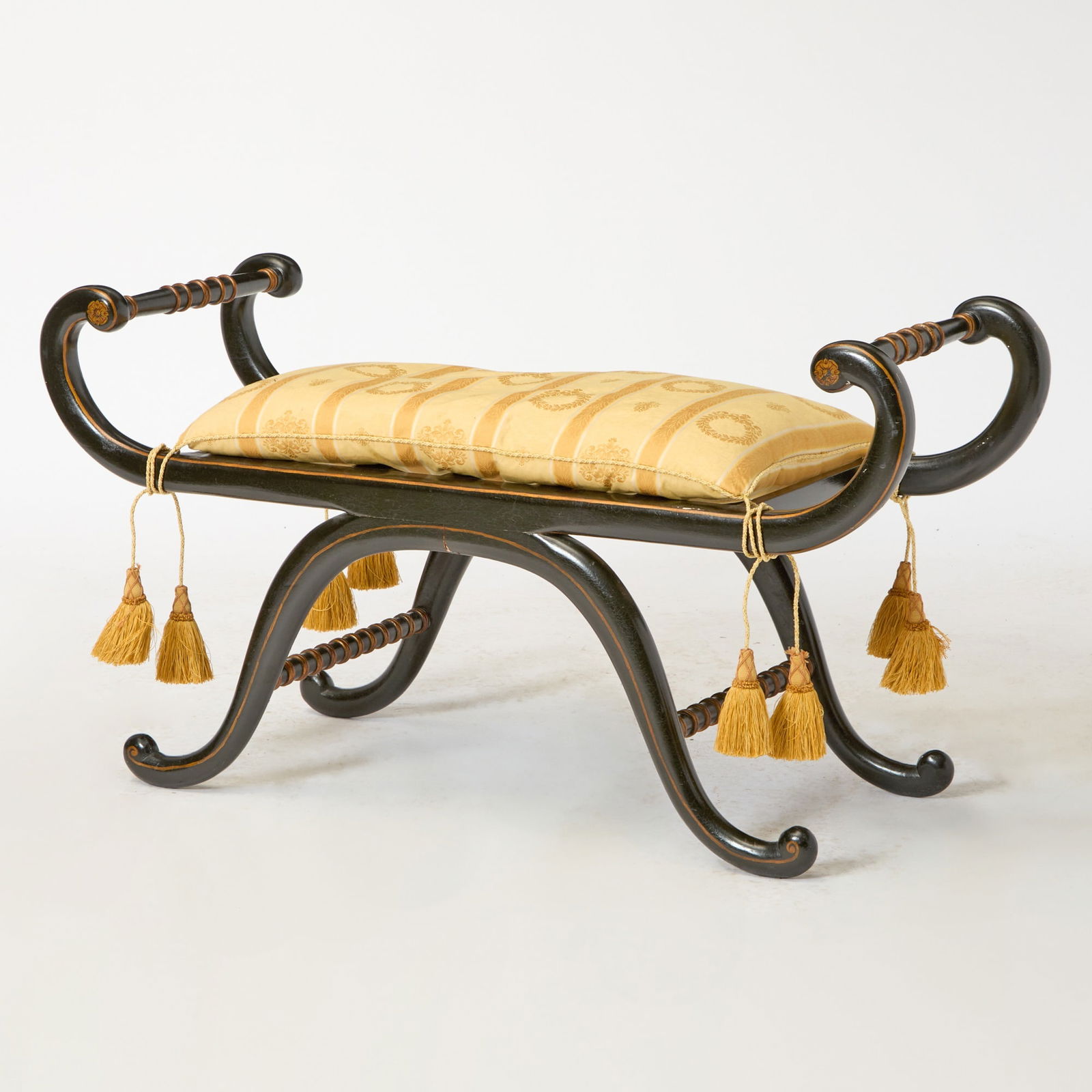 Regency Style Parcel-Gilt and Ebonized Window Seat (1 of 6)