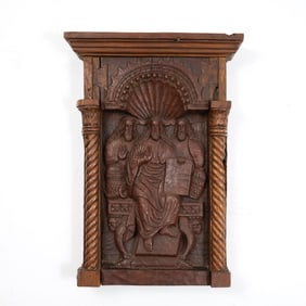 Spanish Carved Walnut Devotional Panel