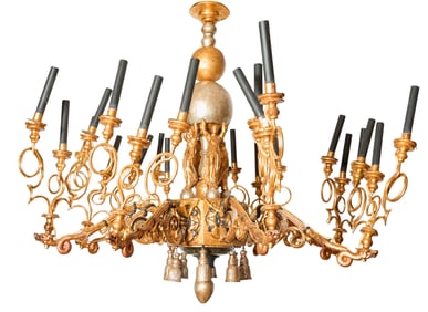 Continental Giltwood Twenty-Four-Light Chandelier