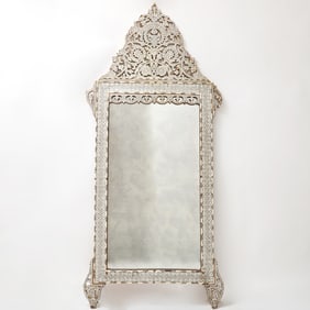 Syrian Mother-of-Pearl Inlaid Walnut Mirror