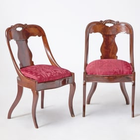 Pair of Baltic Neoclassical Mahogany Gondola Side Chairs