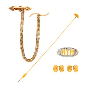 Group of Gold, Low Karat Gold and Gilt-Metal Jewelry