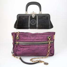 Lanvin Purple Satin 'Amalia' Bag and Roberta di Camerino Black Suede Bag