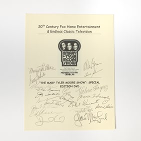 A sheet signed by cast members and producers of The Mary Tyler Moore Show