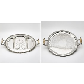 Two Silver Plated Two Handled Trays