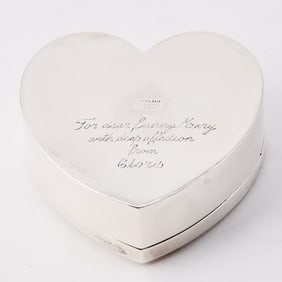 Tiffany & Co. Heart Shaped Sterling Box, Gifted from Cloris Leachman