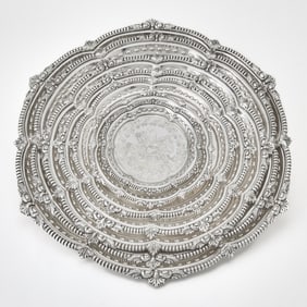 Graduated Set of Seven Silver Plated Serving Trays and Salvers