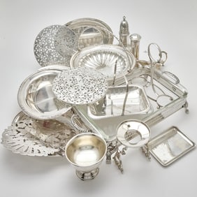 Mary Tyler Moore's Tiffany & Co. Sterling Silver Ring Tray and Group of Silver and Plated Articles