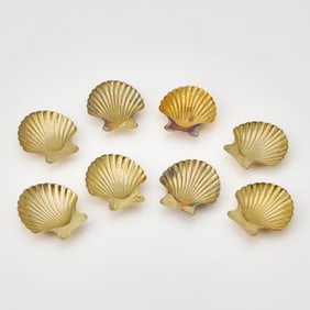 Set of Eight Tiffany & Co. Sterling Silver Gilt Shell-Form Dishes