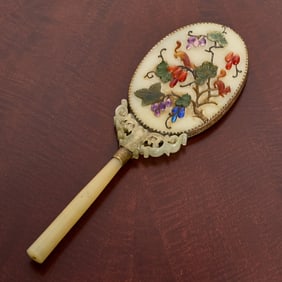 Chinese Mixed Hardstone Hand Mirror
