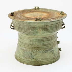 Southeast Asian Patinated Bronze Rain Drum