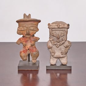 Pair of Tlatilco Pottery Standing Female Figurines