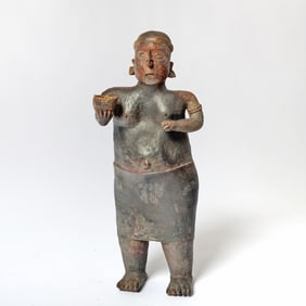 Large Nayarit Pottery Standing Female Effigy