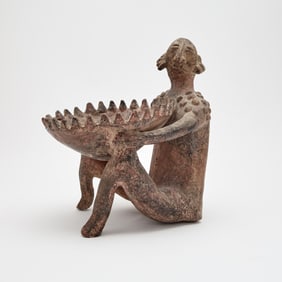 Jalisco Pottery Seated Figure holding a Bowl