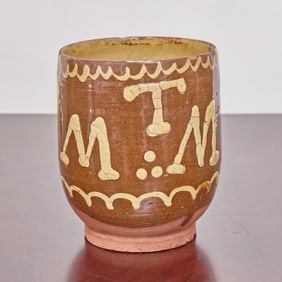 English Slipware Loving Cup, Initialed MTM