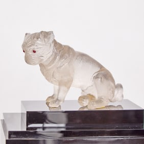 Continental Gem-Set Carved Rock Crystal Figure of a Pug
