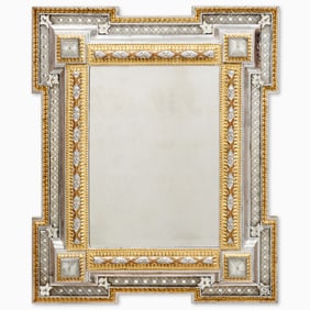 Baroque Style Silvered and Gilt Wall Mirror