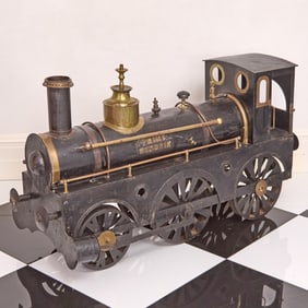 Continental Painted Metal and Brass Model Locomotive Steam Engine